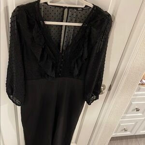 Zara Black Ruffled Sheer Dress
